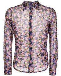Мужская разноцветная рубашка с длинным рукавом с цветочным принтом от PS Paul Smith