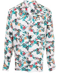 Мужская разноцветная рубашка с длинным рукавом с цветочным принтом от Sulvam