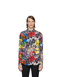 Мужская разноцветная рубашка с длинным рукавом с цветочным принтом от Versace