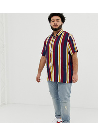 Мужская разноцветная рубашка с коротким рукавом в вертикальную полоску от ASOS DESIGN