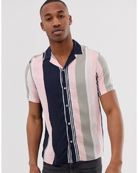 Мужская разноцветная рубашка с коротким рукавом в вертикальную полоску от Burton Menswear