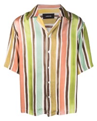 Мужская разноцветная рубашка с коротким рукавом в вертикальную полоску от Costumein