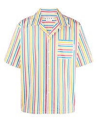Мужская разноцветная рубашка с коротким рукавом в вертикальную полоску от Marni
