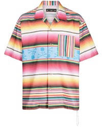 Мужская разноцветная рубашка с коротким рукавом в вертикальную полоску от Mastermind World