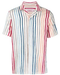 Мужская разноцветная рубашка с коротким рукавом в вертикальную полоску от Orlebar Brown
