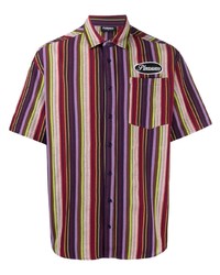 Мужская разноцветная рубашка с коротким рукавом в вертикальную полоску от Pleasures