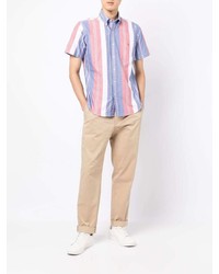 Мужская разноцветная рубашка с коротким рукавом в вертикальную полоску от Polo Ralph Lauren