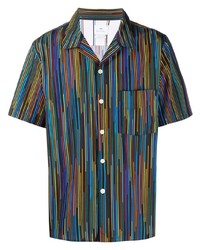 Мужская разноцветная рубашка с коротким рукавом в вертикальную полоску от PS Paul Smith