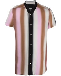 Мужская разноцветная рубашка с коротким рукавом в вертикальную полоску от Rick Owens