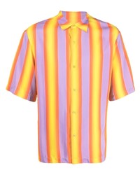 Мужская разноцветная рубашка с коротким рукавом в вертикальную полоску от Sandro