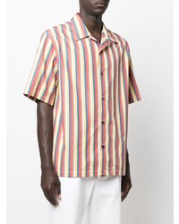 Мужская разноцветная рубашка с коротким рукавом в вертикальную полоску от Jil Sander