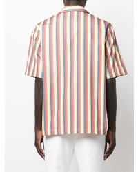 Мужская разноцветная рубашка с коротким рукавом в вертикальную полоску от Jil Sander