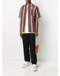 Мужская разноцветная рубашка с коротким рукавом в вертикальную полоску от Pleasures