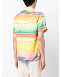 Мужская разноцветная рубашка с коротким рукавом в вертикальную полоску от Corridor