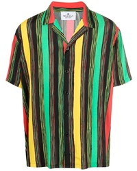 Мужская разноцветная рубашка с коротким рукавом в вертикальную полоску от Waxman Brothers