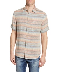 Разноцветная рубашка с коротким рукавом в горизонтальную полоску