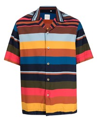 Мужская разноцветная рубашка с коротким рукавом в горизонтальную полоску от Paul Smith