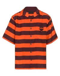 Мужская разноцветная рубашка с коротким рукавом в горизонтальную полоску от Prada