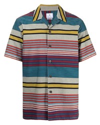 Мужская разноцветная рубашка с коротким рукавом в горизонтальную полоску от PS Paul Smith