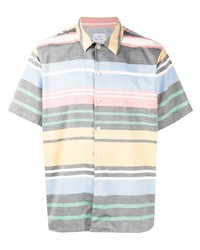 Мужская разноцветная рубашка с коротким рукавом в горизонтальную полоску от PS Paul Smith
