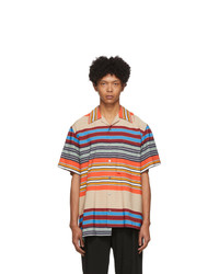 Мужская разноцветная рубашка с коротким рукавом в горизонтальную полоску от Wooyoungmi