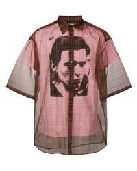 Мужская разноцветная рубашка с коротким рукавом в шотландскую клетку от Raf Simons