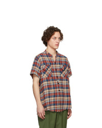 Мужская разноцветная рубашка с коротким рукавом в шотландскую клетку от Greg Lauren