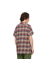 Мужская разноцветная рубашка с коротким рукавом в шотландскую клетку от Greg Lauren