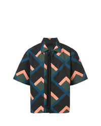 Разноцветная рубашка с коротким рукавом с геометрическим рисунком