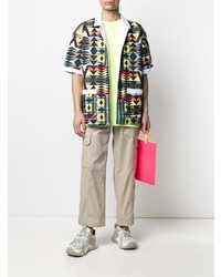 Мужская разноцветная рубашка с коротким рукавом с геометрическим рисунком от Marcelo Burlon County of Milan