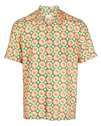 Мужская разноцветная рубашка с коротким рукавом с геометрическим рисунком от Lacoste