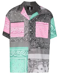 Мужская разноцветная рубашка с коротким рукавом с "огурцами" от DUOltd