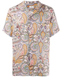 Мужская разноцветная рубашка с коротким рукавом с "огурцами" от Etro