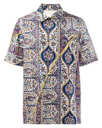 Мужская разноцветная рубашка с коротким рукавом с "огурцами" от Paria Farzaneh