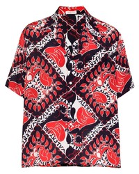 Мужская разноцветная рубашка с коротким рукавом с "огурцами" от Valentino