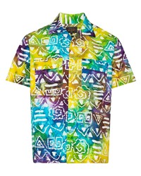 Мужская разноцветная рубашка с коротким рукавом с принтом тай-дай от Beams Plus