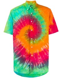 Мужская разноцветная рубашка с коротким рукавом с принтом тай-дай от Gitman Vintage