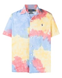 Мужская разноцветная рубашка с коротким рукавом с принтом тай-дай от Polo Ralph Lauren