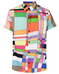 Мужская разноцветная рубашка с коротким рукавом с принтом от Amir Slama
