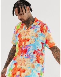 Мужская разноцветная рубашка с коротким рукавом с принтом от ASOS DESIGN