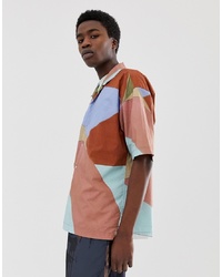 Мужская разноцветная рубашка с коротким рукавом с принтом от ASOS WHITE