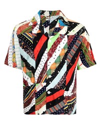 Мужская разноцветная рубашка с коротким рукавом с принтом от Bode