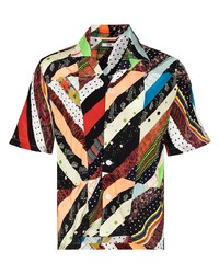 Мужская разноцветная рубашка с коротким рукавом с принтом от Bode