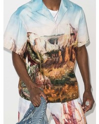 Мужская разноцветная рубашка с коротким рукавом с принтом от Palm Angels