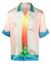 Мужская разноцветная рубашка с коротким рукавом с принтом от Casablanca