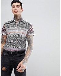 Мужская разноцветная рубашка с коротким рукавом с принтом от Devils Advocate