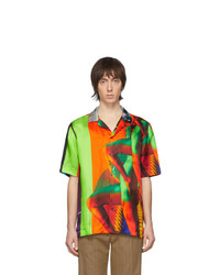 Мужская разноцветная рубашка с коротким рукавом с принтом от Dries Van Noten