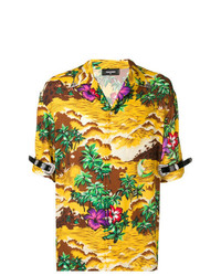 Мужская разноцветная рубашка с коротким рукавом с принтом от DSQUARED2
