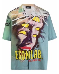 Мужская разноцветная рубашка с коротким рукавом с принтом от EGONlab