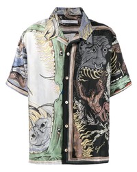 Мужская разноцветная рубашка с коротким рукавом с принтом от Givenchy